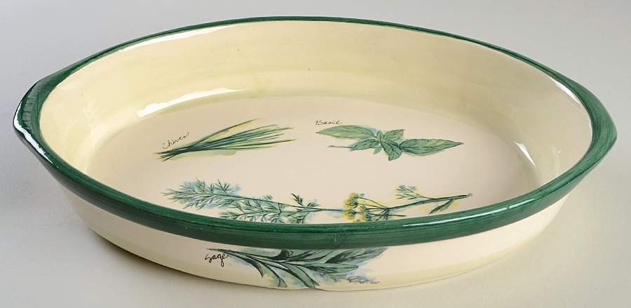 Culinary Herbs 13" Oval Baker by Williams-Sonoma-1