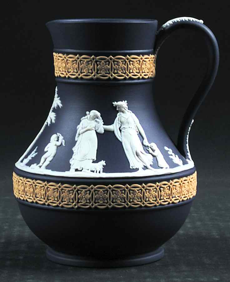 Cream Color and Cane on Portland Blue 5" Ewer by Wedgwood-1