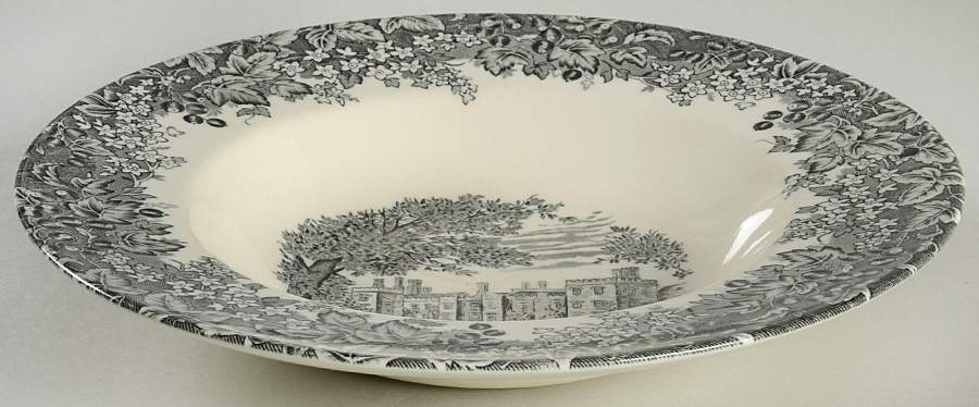 Romantic England Black Large Rim Soup Bowl by Wedgwood-1