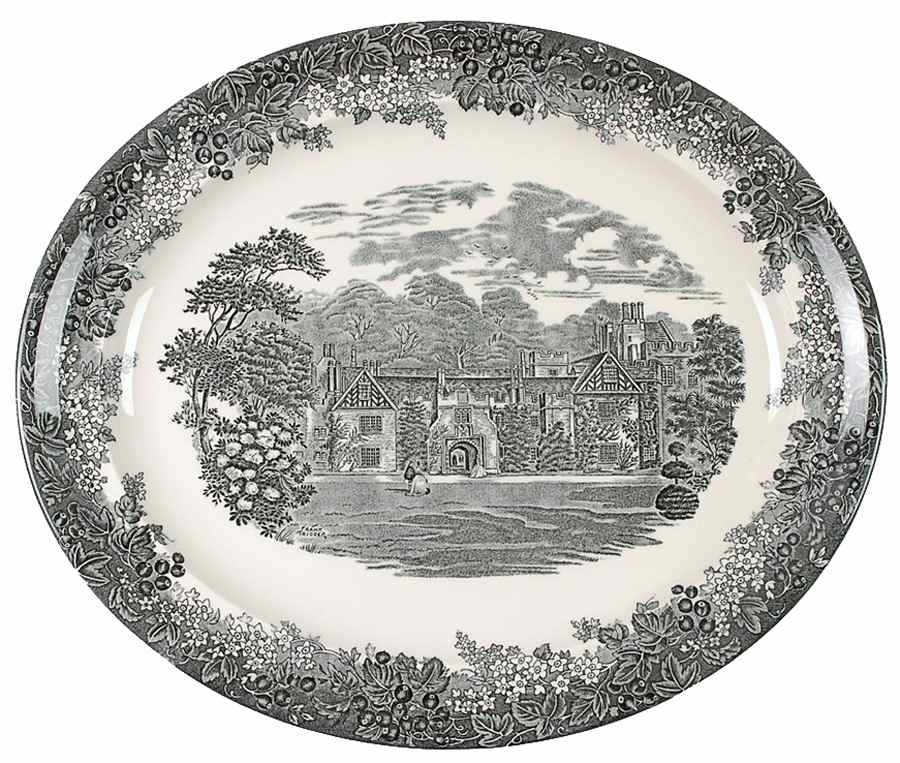 Romantic England Black 16" Oval Serving Platter by Wedgwood-1