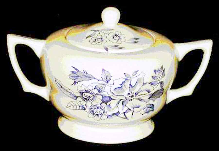 Hedgerow Blue Sugar Bowl & Lid by Wade (England)-1