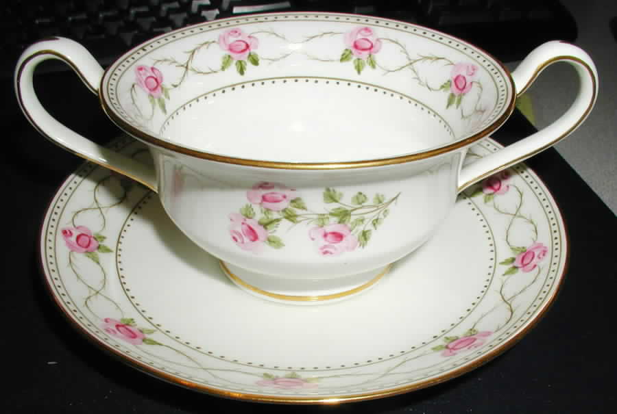 X4654 Footed Cream Soup Bowl & Saucer Set by Wedgwood-1
