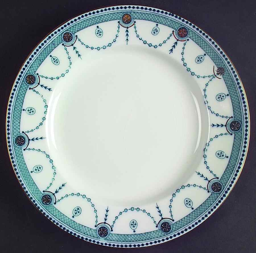 Venice Aqua Gold Trim Dinner Plate by Wood & Sons-1