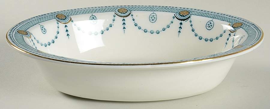 Venice Aqua Gold Trim 8" Oval Vegetable Bowl by Wood & Sons-1