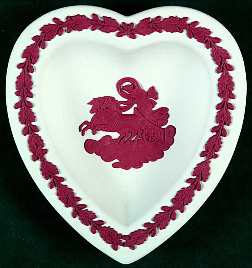 Terra Cotta on Cream Color Jasperware Small Heart Shape Ashtray by Wedgwood-1