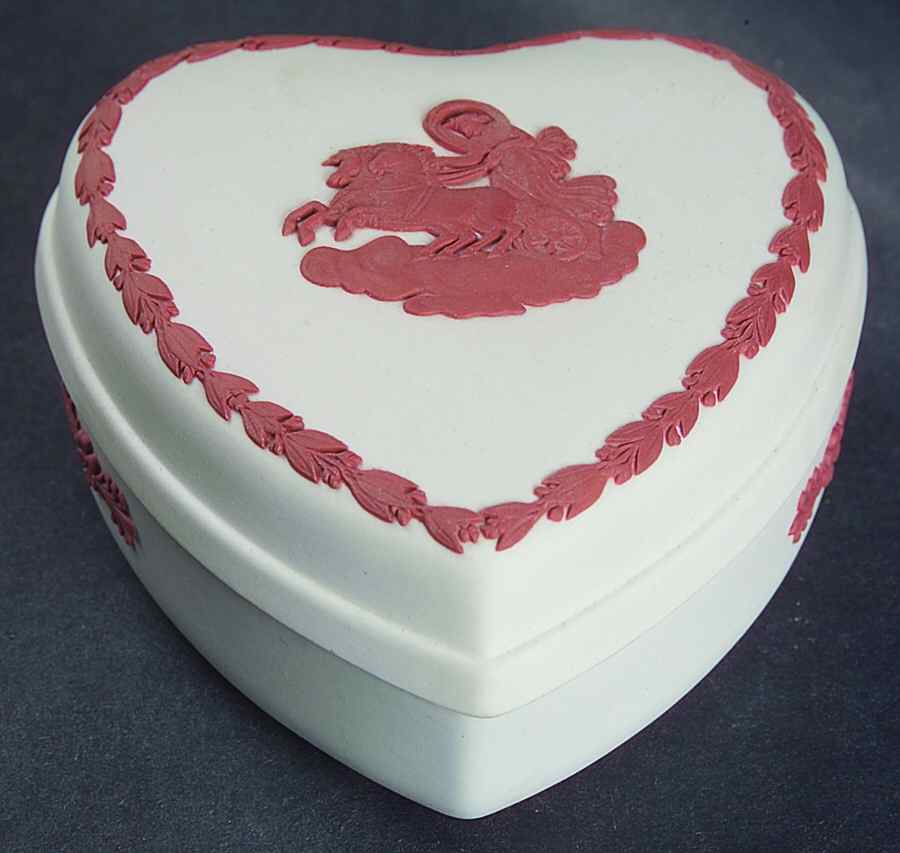 Terra Cotta on Cream Color Jasperware 4" Heart Shaped Bowl by Wedgwood-1