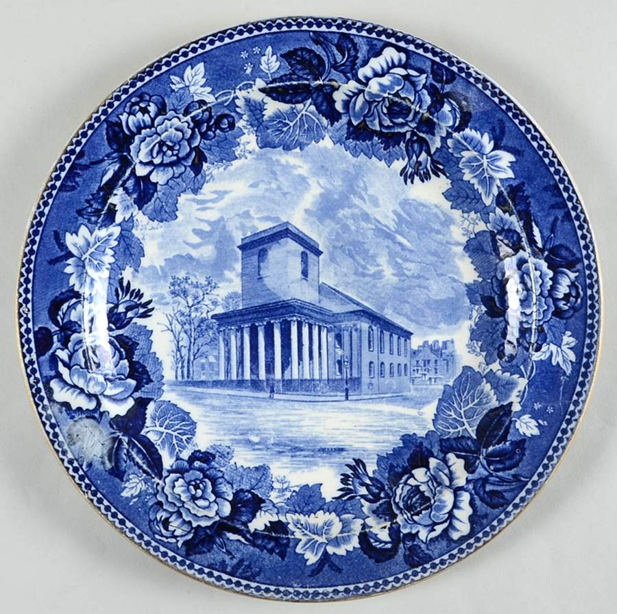 Boston Scenes Blue (Gold Trim) Luncheon Plate by Wedgwood-1