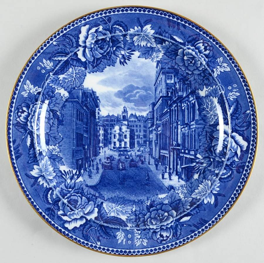 Boston Scenes Blue (Gold Trim) Luncheon Plate by Wedgwood-1