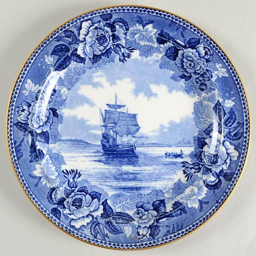 Boston Scenes Blue (Gold Trim) Luncheon Plate by Wedgwood-1