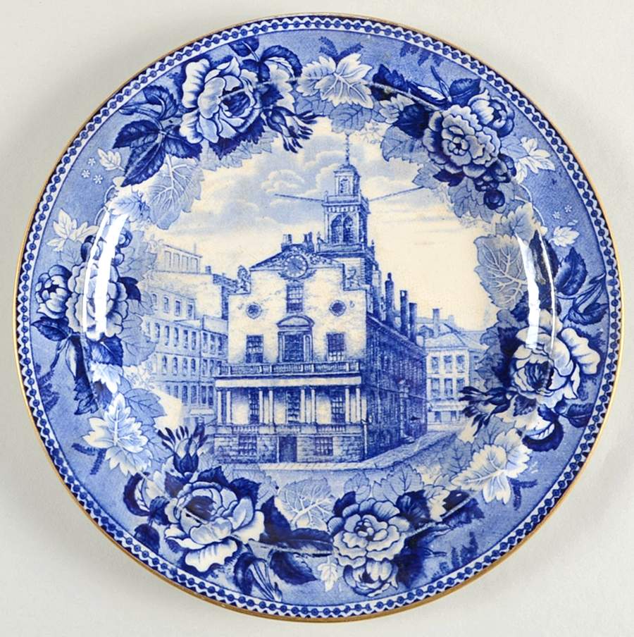 Boston Scenes Blue (Gold Trim) Luncheon Plate by Wedgwood-1