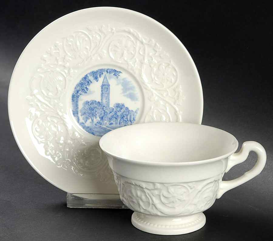 Cornell University Blue (Patrician) Footed Cup & Saucer Set by Wedgwood-1