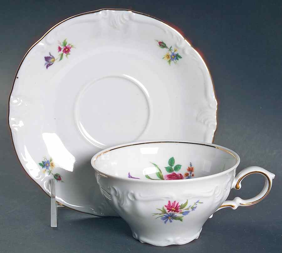 Springtime Flat Cup & Saucer Set by Winterling - Bavaria-1
