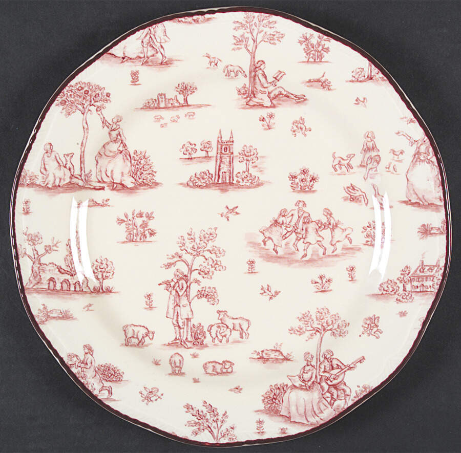 Toille De Joile Pink (Scallop) Dinner Plate by Wood & Sons-1