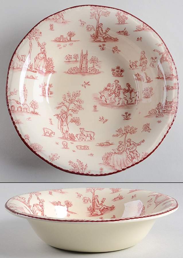 Toille De Joile Pink (Scallop) 9" Round Vegetable Bowl by Wood & Sons-1