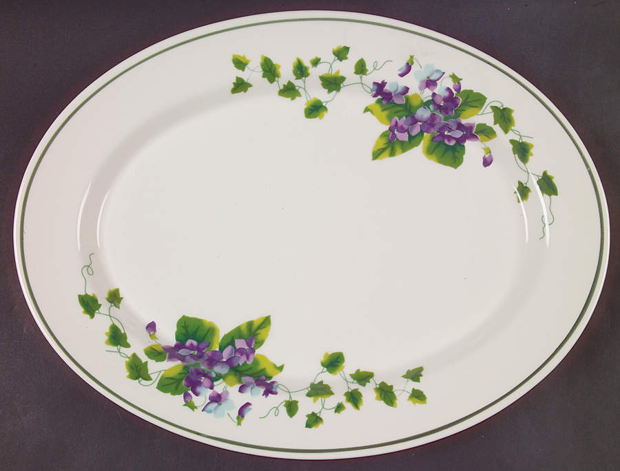 Sweet Violets 14" Oval Serving Platter by Waverly-1
