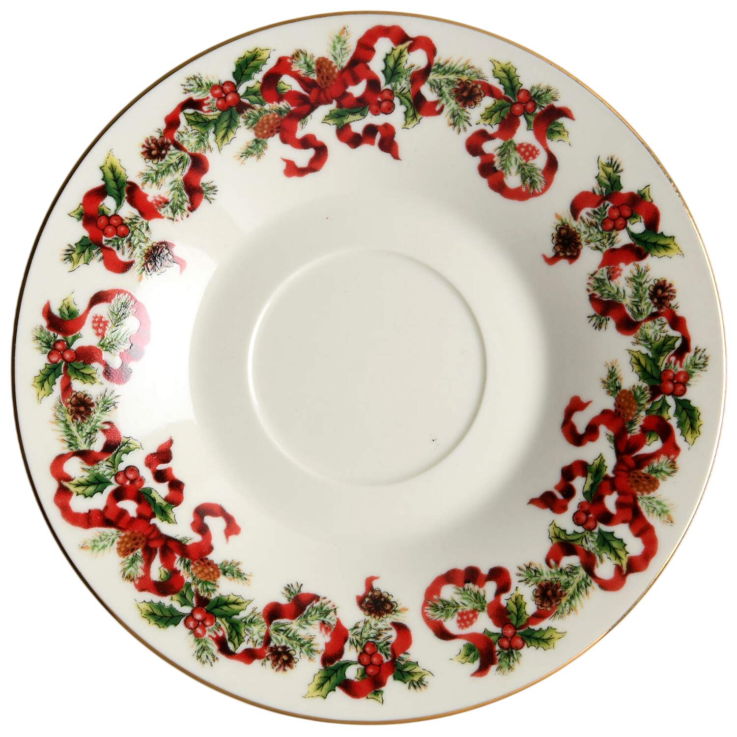 Christmas Ribbon Saucer by World Bazaars-1