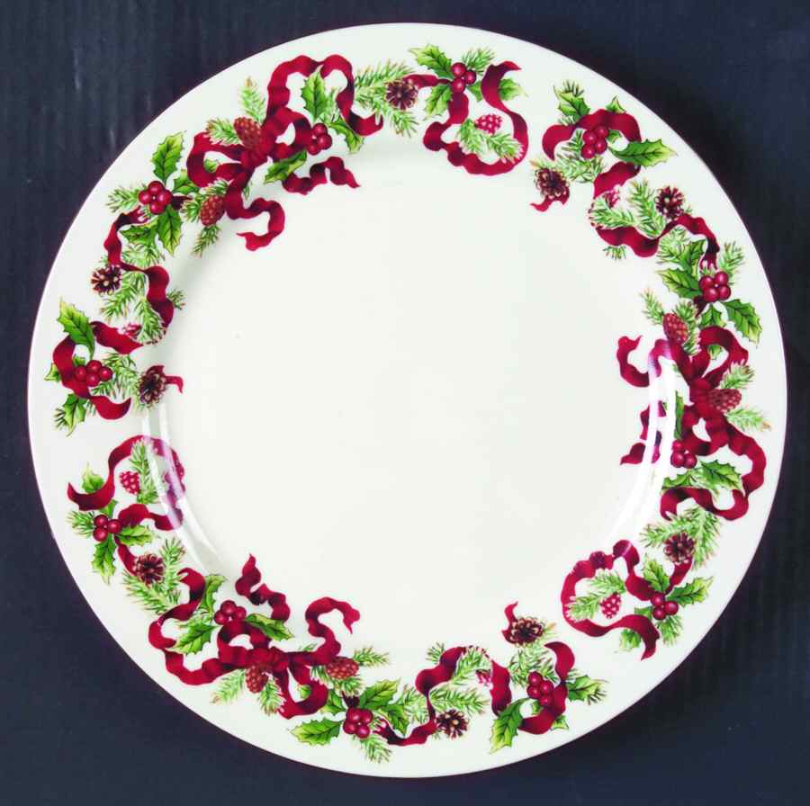 Christmas Ribbon Dinner Plate by World Bazaars-1