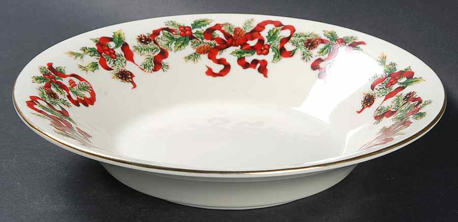 Christmas Ribbon Coupe Soup Bowl by World Bazaars-1
