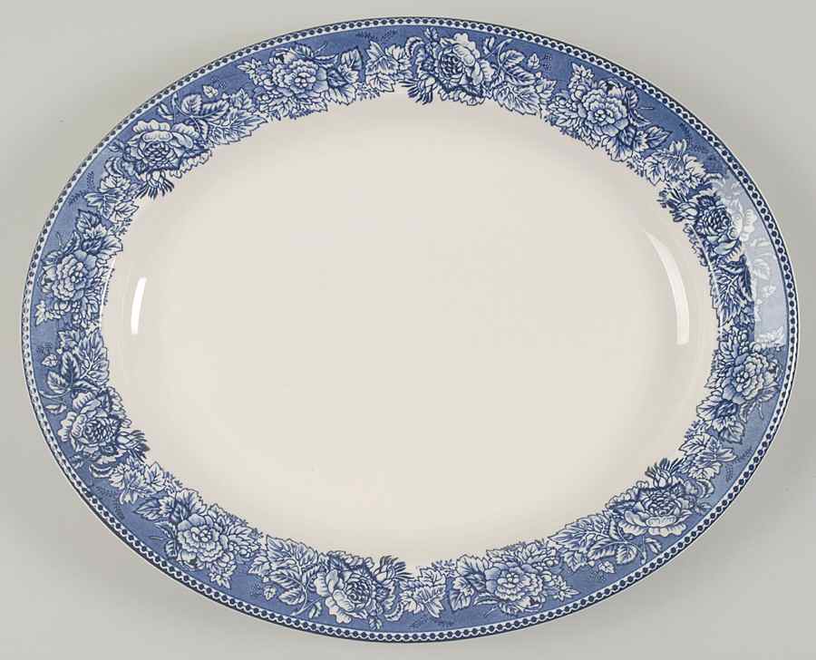 Highgrove (Blue Trim) 14" Oval Serving Platter by Wedgwood-1