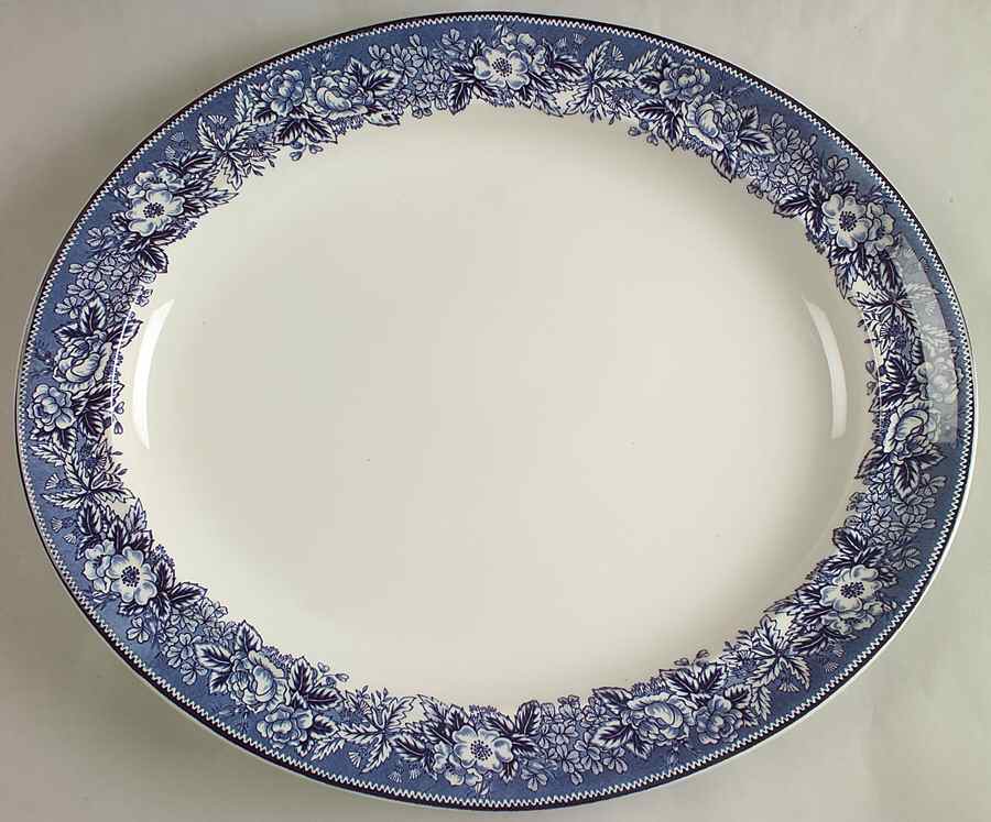 Highgrove (Blue Trim) 16" Oval Serving Platter by Wedgwood-1