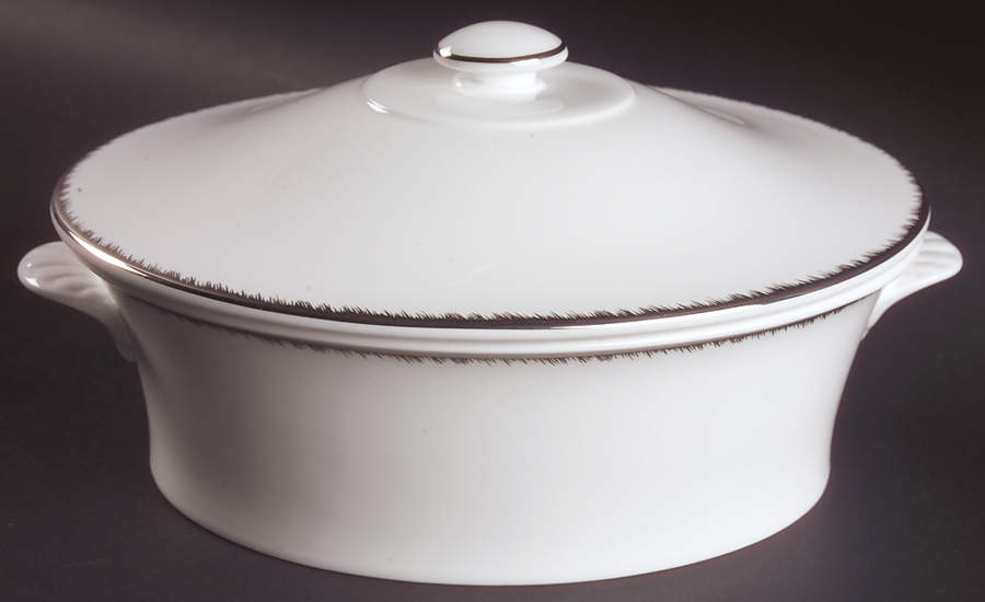 Platinum Plume Oval Covered Vegetable by Wedgwood-1