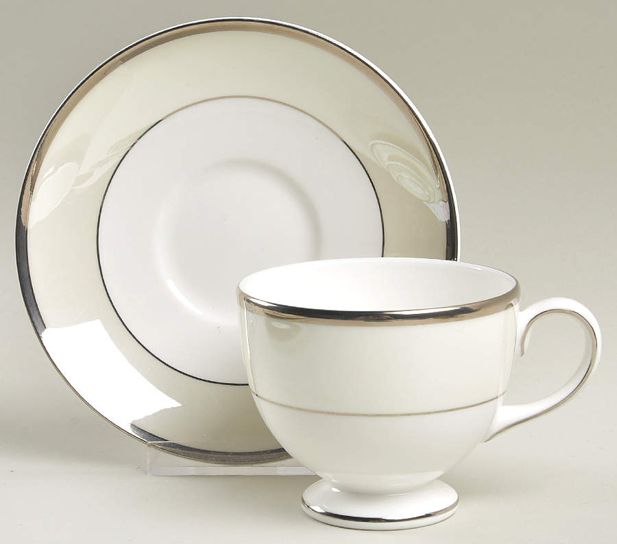 Lustreware Oyster Leigh Shape Footed Cup & Saucer Set by Wedgwood-1