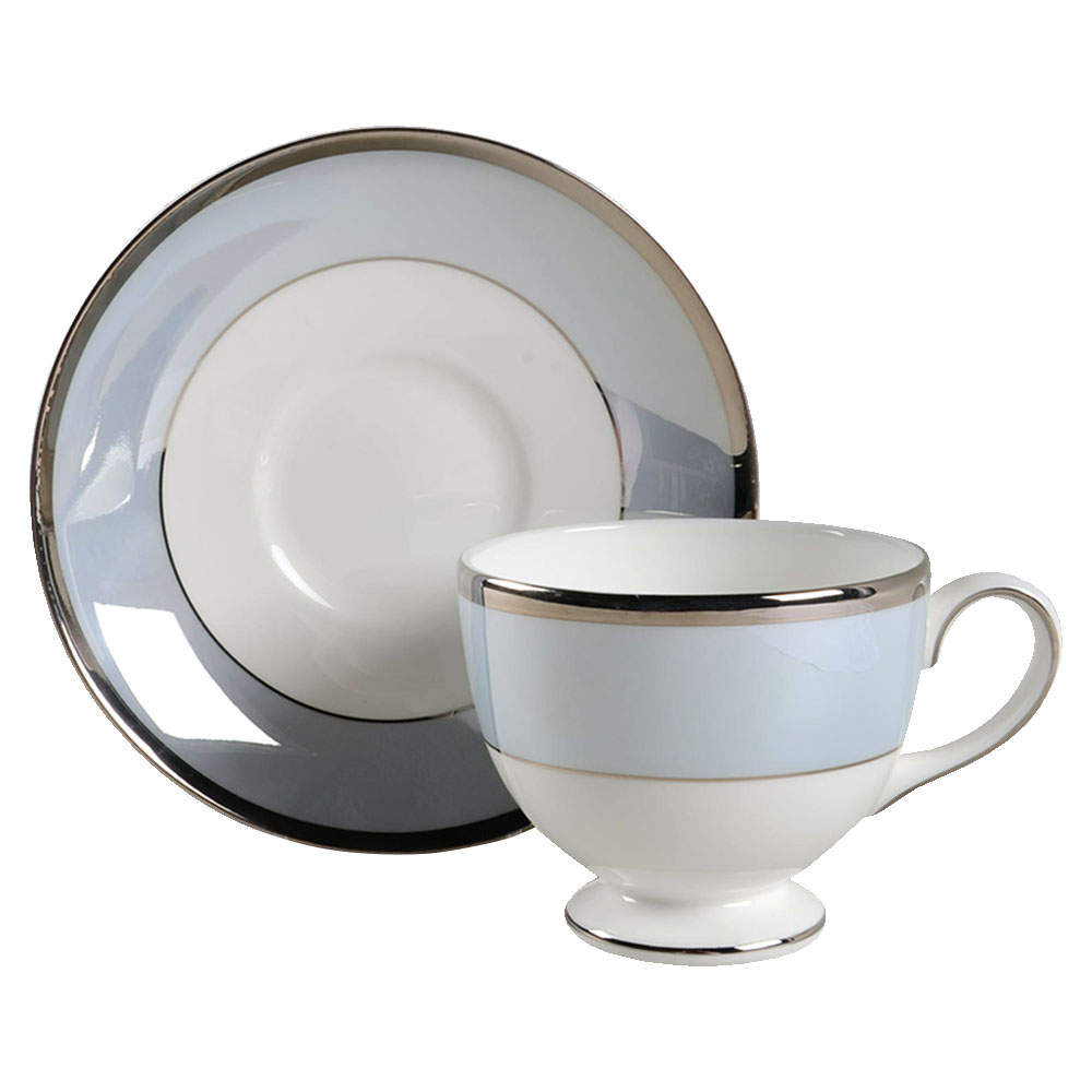 Lustreware Blue Fin Footed Cup & Saucer Set by Wedgwood-1