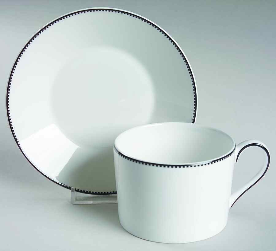 Blanc Et Noir Flat Cup & Saucer Set by Wedgwood-1