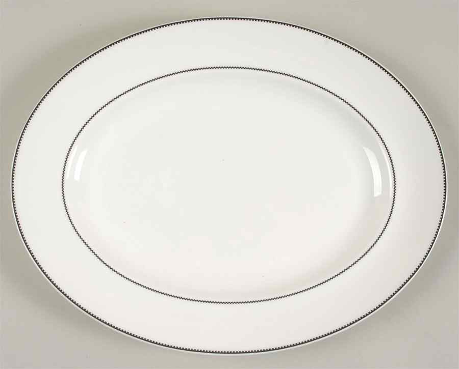 Blanc Et Noir 14" Oval Serving Platter by Wedgwood-1
