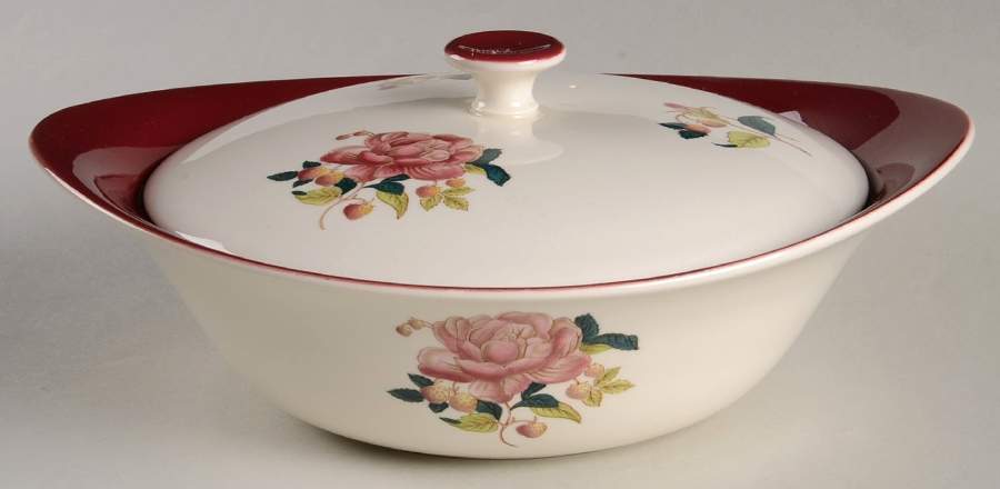 Barlaston Rose Round Covered Vegetable by Wedgwood-1