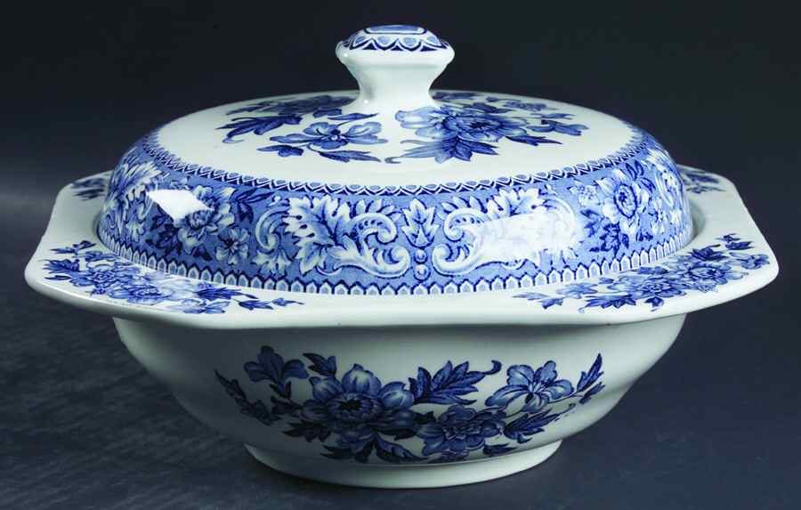 Westminster Blue Square Covered Vegetable by Wood & Sons-1