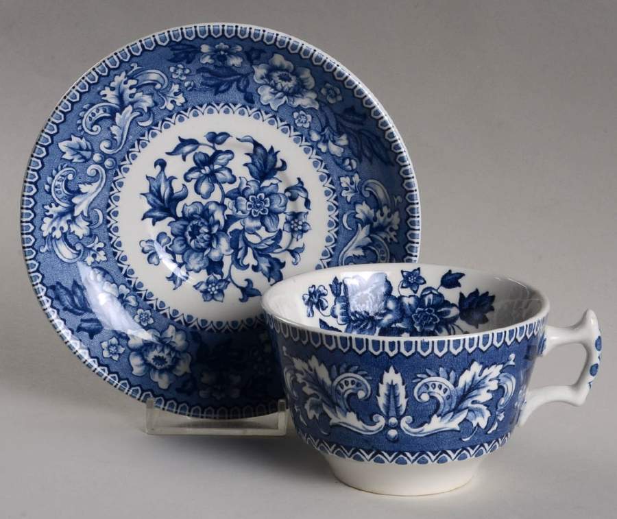 Westminster Blue Flat Cup & Saucer Set by Wood & Sons-1