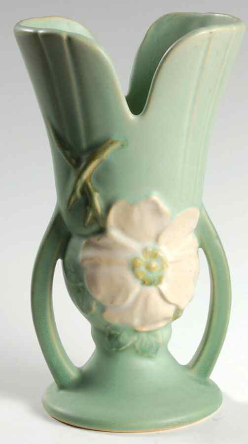 Wild Rose Green 8" Flared Vase by Weller-1