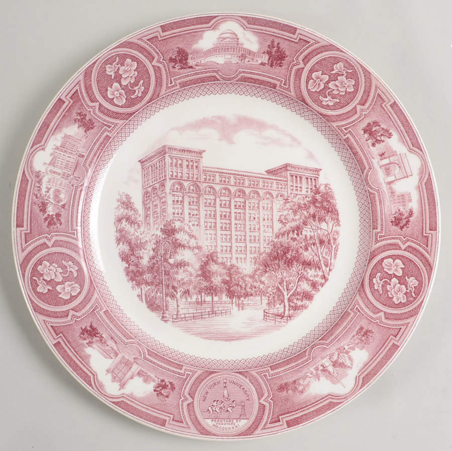 New York University Pink Dinner Plate by Wedgwood-1