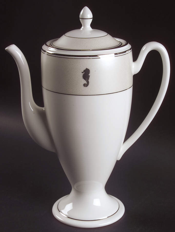 Seahorse Ivory Tea/Coffee Pot & Lid by Waterford China-1