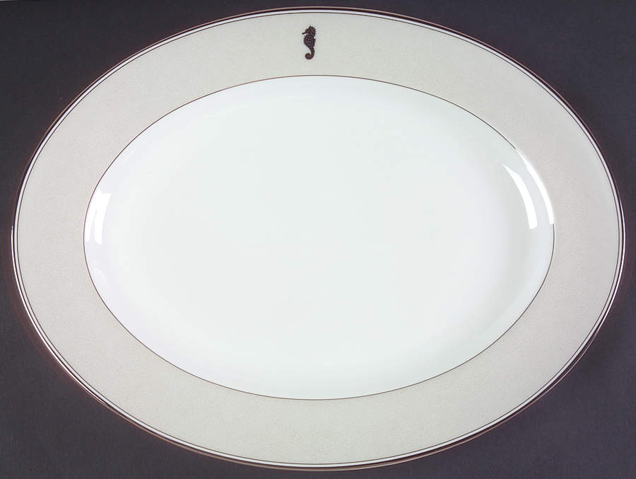 Seahorse Ivory 15" Oval Serving Platter by Waterford China-1