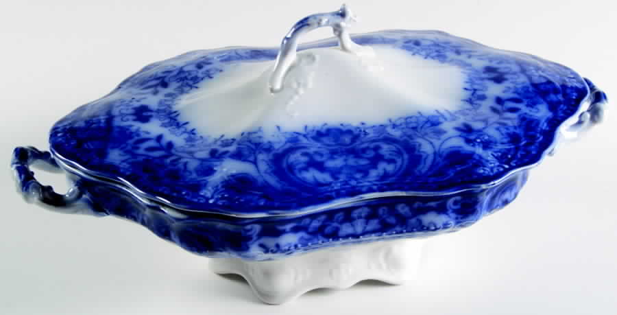 Lakewood (Flow Blue, No Gold) Oval Covered Vegetable by Wood & Sons-1