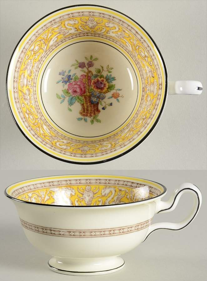 Florentine (Yellow Band, Flower Basket Center) Footed Cup by Wedgwood-1