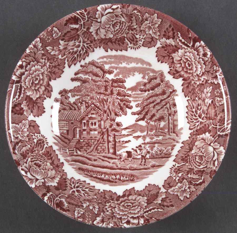 English Scenery Pink (Continental Shape) Coupe Cereal Bowl by Wood & Sons-1
