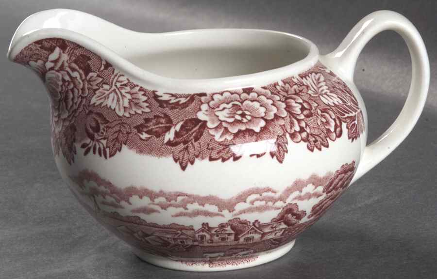 English Scenery Pink (Continental Shape) Creamer by Wood & Sons-1
