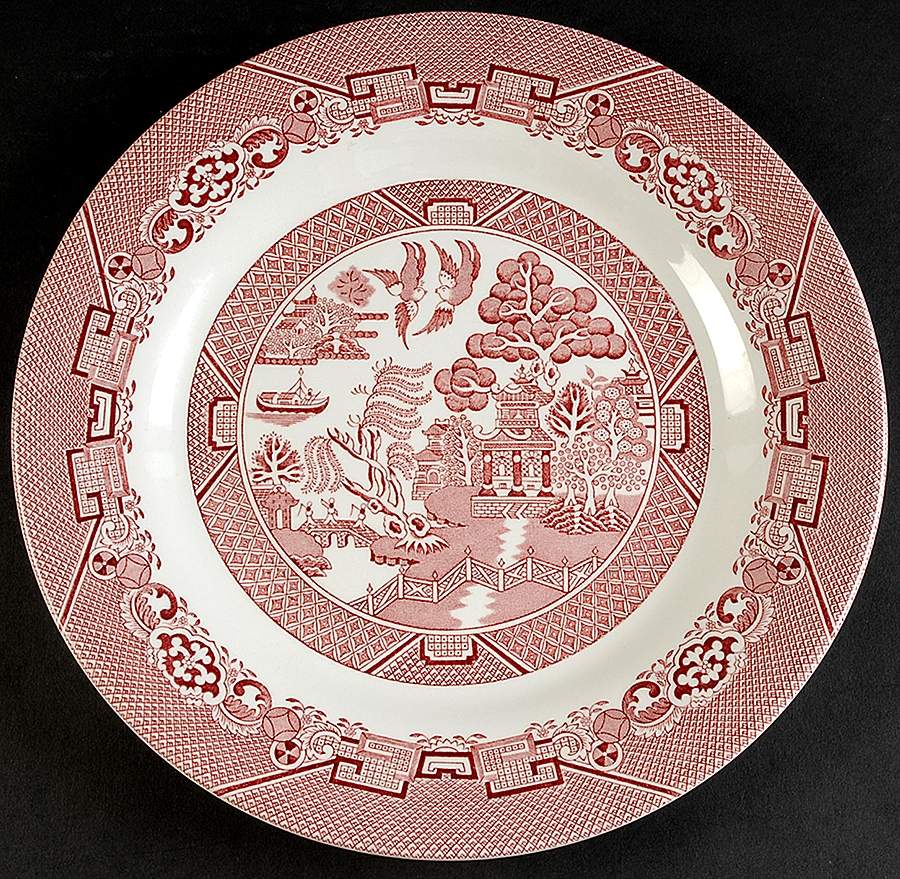 Pink Willow (Newer, Continental Shape) Dinner Plate by Wood & Sons-1