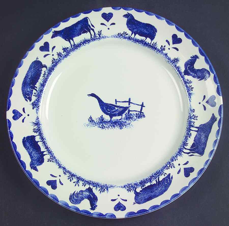 Jack's Farm Blue Dinner Plate by Wood & Sons-1