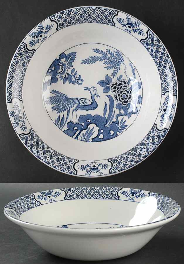 Yuan Blue (Newer, Continental Shape) 9" Round Vegetable Bowl by Wood & Sons-1