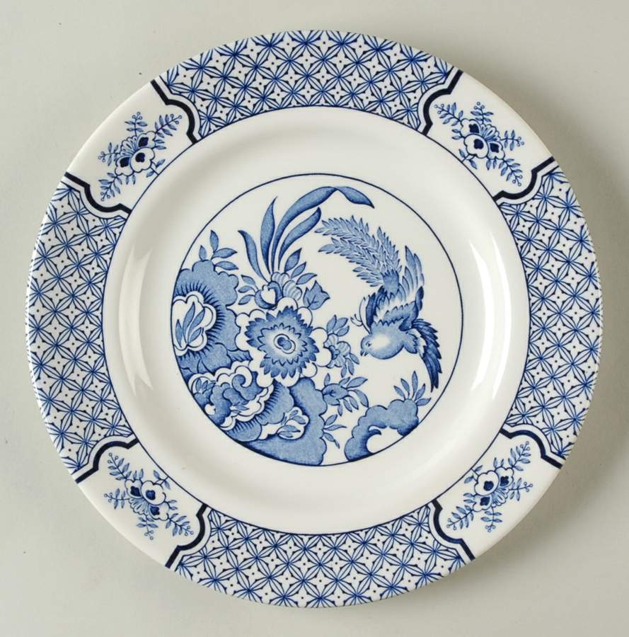 Yuan Blue (Newer, Continental Shape) Salad Plate by Wood & Sons-1