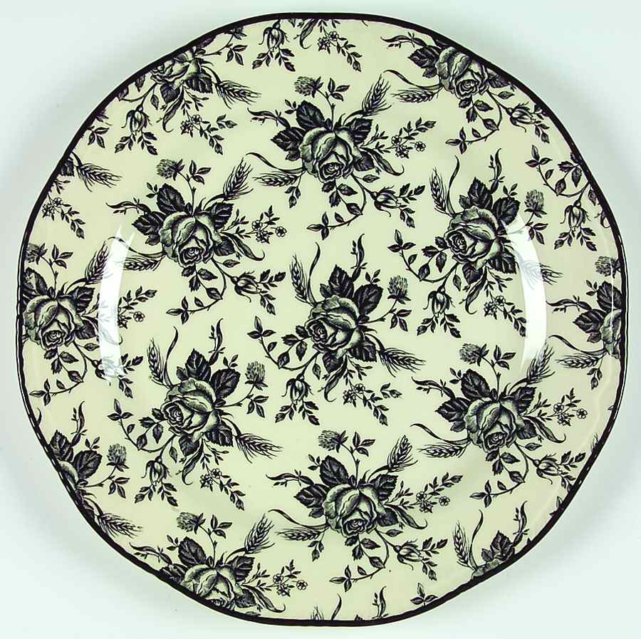 Colonial Rose Black and Cream Dinner Plate by Wood & Sons-1