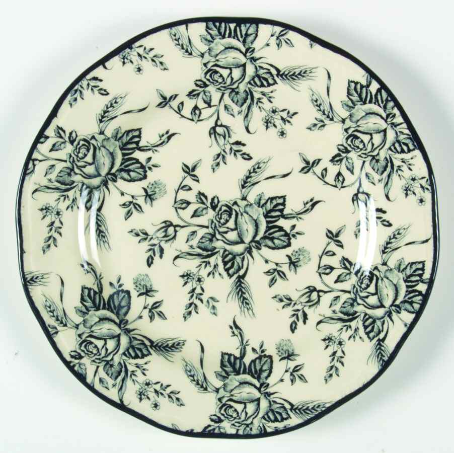 Colonial Rose Black and Cream Salad Plate by Wood & Sons-1
