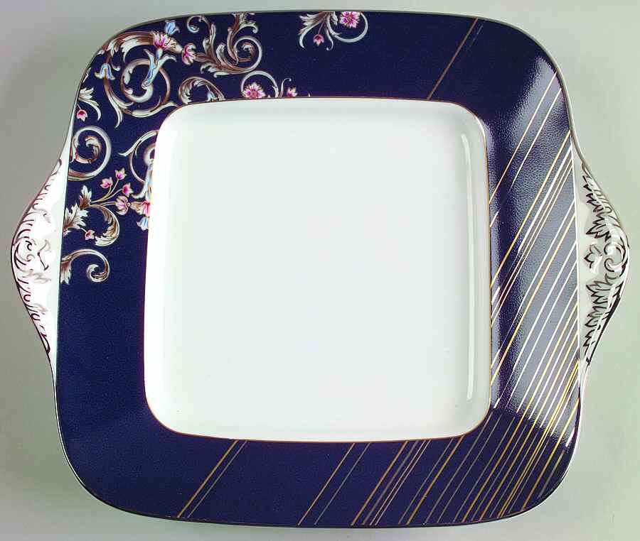 Renaissance Blue Square Handled Cake Plate by Wedgwood-1
