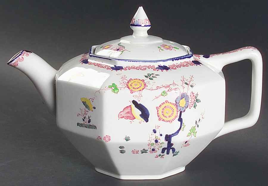 Old Bow Red Teapot & Lid by Wood & Sons-1