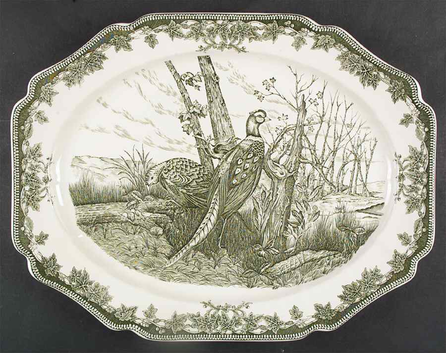 Royal Game Green 20" Oval Serving Platter by Wedgwood-1