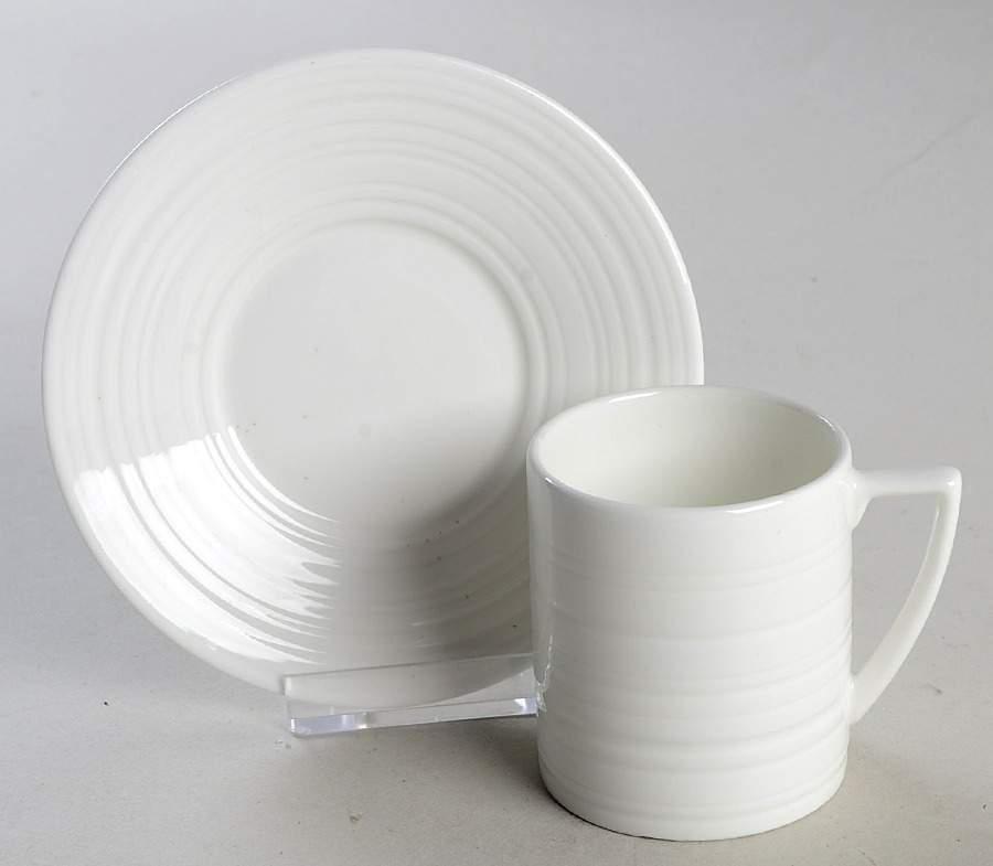 Jasper Conran Strata (Bone, Embossed) Flat Demitasse Cup & Saucer Set by Wedgwood-1